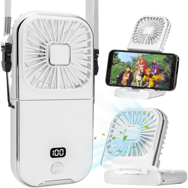 Portable Neck Fan, Hanging Neck Fan Hands Free with Adjustable Lanyard and Bracket, USB Rechargeable Bladeless Mini Fans Portabl - Image 11