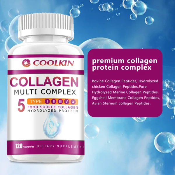 Collagen Complex - with Types I, II, III, V, X - for Healthy Hair, Bones, Cartilage, Skin & Nails - 120 Capsules - Image 3