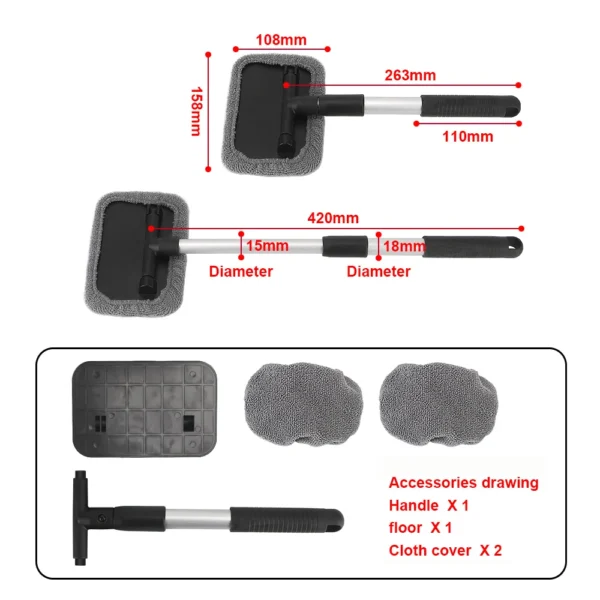 Auto Car Accessories Car Wiper Cleaner Glass Brush Cleaning Car Windshield Clean Multi-function Telescopic Rod Window Tool - Image 6