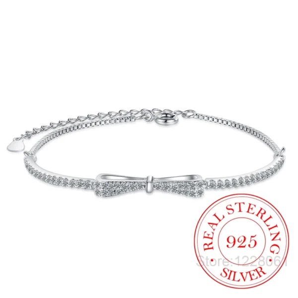 Women's Bracelet 925 Sterling Silver Bowknot Shiny Zircon Tennis Pulsera Plata 925 Mujer Girls Wedding Party Jewelry Gifts - Image 14