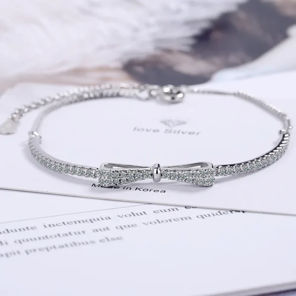 Women's Bracelet 925 Sterling Silver Bowknot Shiny Zircon Tennis Pulsera Plata 925 Mujer Girls Wedding Party Jewelry Gifts - Image 6