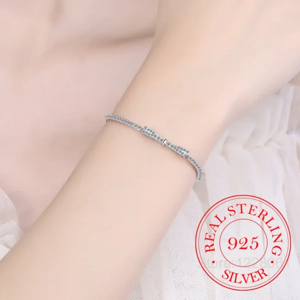 Women's Bracelet 925 Sterling Silver Bowknot Shiny Zircon Tennis Pulsera Plata 925 Mujer Girls Wedding Party Jewelry Gifts - Image 7