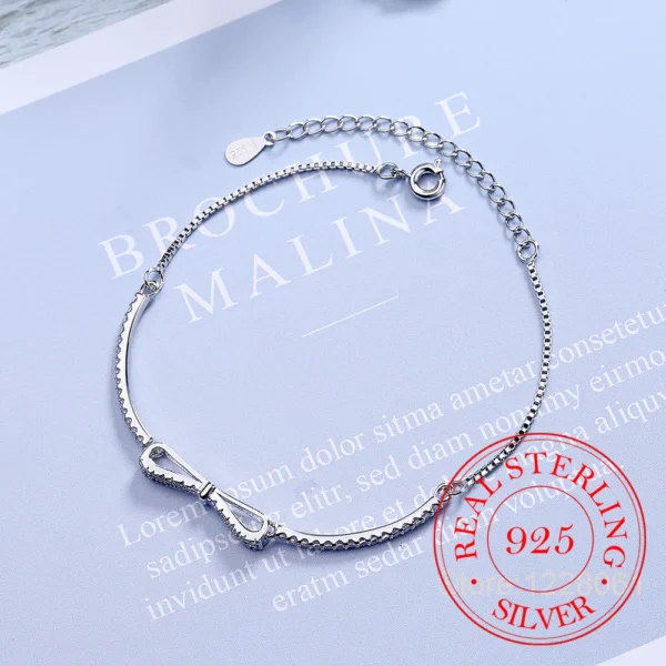 Women's Bracelet 925 Sterling Silver Bowknot Shiny Zircon Tennis Pulsera Plata 925 Mujer Girls Wedding Party Jewelry Gifts - Image 11