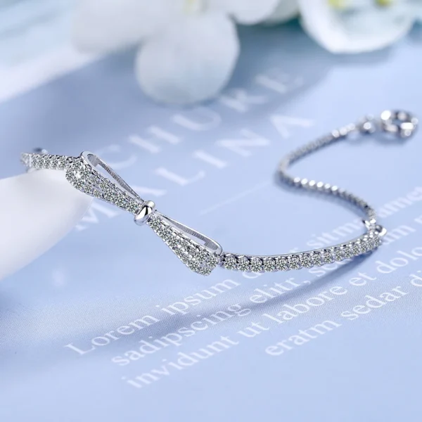 Women's Bracelet 925 Sterling Silver Bowknot Shiny Zircon Tennis Pulsera Plata 925 Mujer Girls Wedding Party Jewelry Gifts - Image 4