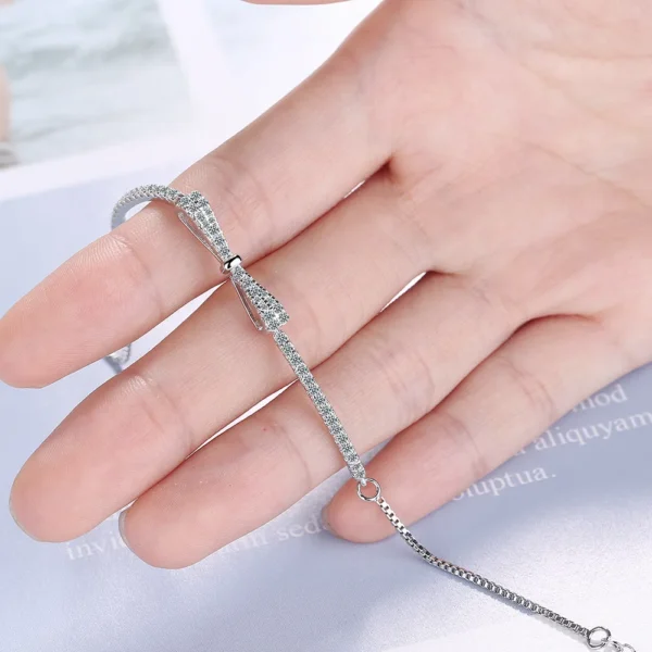 Women's Bracelet 925 Sterling Silver Bowknot Shiny Zircon Tennis Pulsera Plata 925 Mujer Girls Wedding Party Jewelry Gifts - Image 5