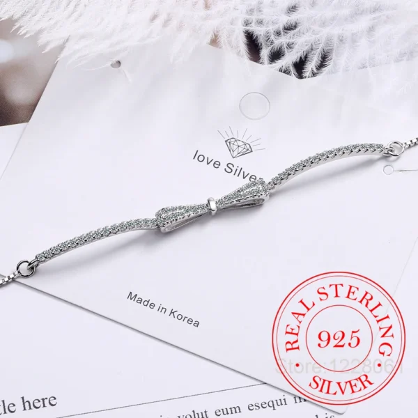 Women's Bracelet 925 Sterling Silver Bowknot Shiny Zircon Tennis Pulsera Plata 925 Mujer Girls Wedding Party Jewelry Gifts - Image 9