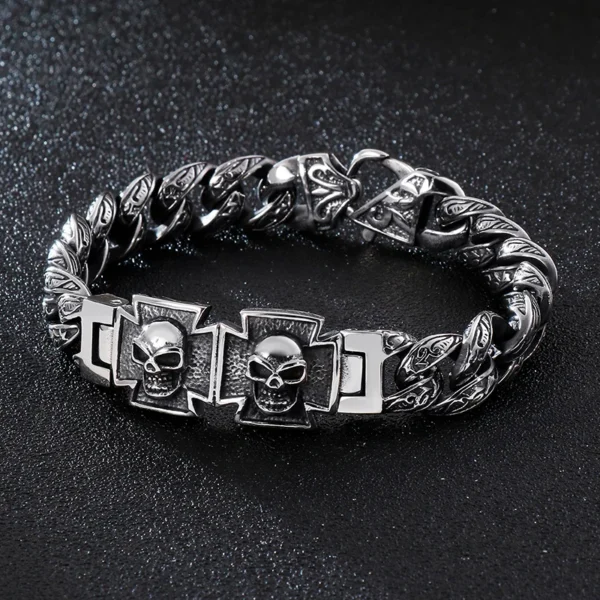 Gothic Skull Cross Stainless Steel Skeleton Male Bracelets Bangle Jewelry - Image 18