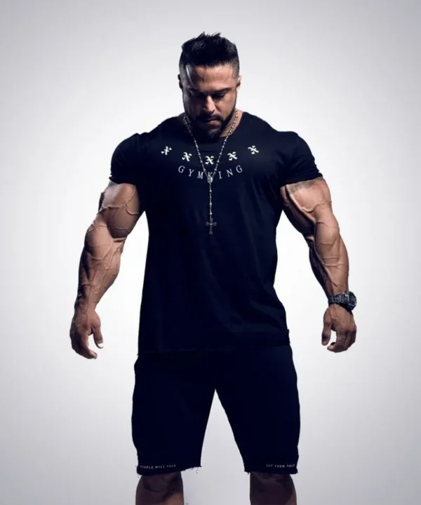 2024 New Summer gym T-shirt large-type brand Sports T-shirt Men shirt Bodybuilding Fitness printing Short Sleeve Running T-shirt - Image 12
