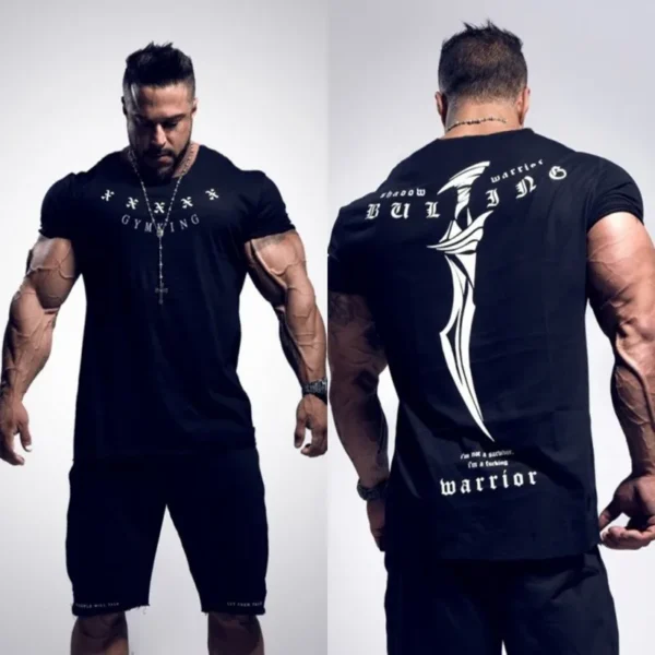 2024 New Summer gym T-shirt large-type brand Sports T-shirt Men shirt Bodybuilding Fitness printing Short Sleeve Running T-shirt - Image 11