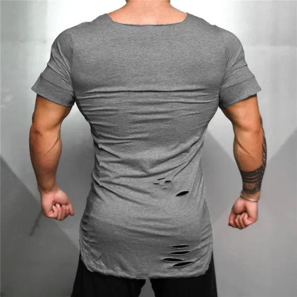 New 2022 Cotton Men's T shirt Vintage Ripped Hole T-shirt Men Fashion Casual Top Tee Men Hip Hop Activewears Fitness Tshirt Male - Image 23