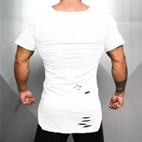 New 2022 Cotton Men's T shirt Vintage Ripped Hole T-shirt Men Fashion Casual Top Tee Men Hip Hop Activewears Fitness Tshirt Male - Image 26
