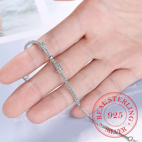 Women's Bracelet 925 Sterling Silver Bowknot Shiny Zircon Tennis Pulsera Plata 925 Mujer Girls Wedding Party Jewelry Gifts - Image 13