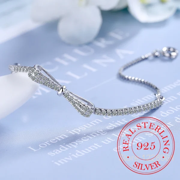Women's Bracelet 925 Sterling Silver Bowknot Shiny Zircon Tennis Pulsera Plata 925 Mujer Girls Wedding Party Jewelry Gifts - Image 10