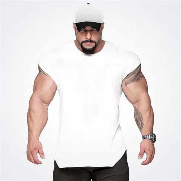 Tank Tops Men Sports Sleeveless shirt Muscle guys Vest Fitness Drop Armhole Solid Tops Tees Cotton Gym Singlets - Image 15