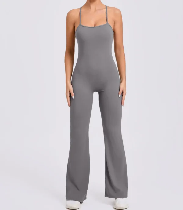 Wholesale Fitness Overalls Flared Sports Jumpsuit Women Sportswear 2024 Tracksuit Sport Outfit for Woman Gym Set Blue Red 44081 - Image 39