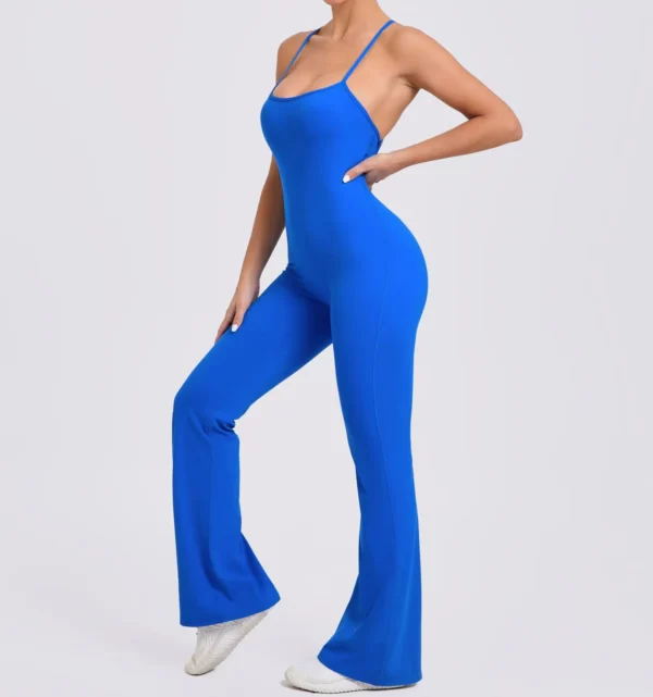 Wholesale Fitness Overalls Flared Sports Jumpsuit Women Sportswear 2024 Tracksuit Sport Outfit for Woman Gym Set Blue Red 44081 - Image 25