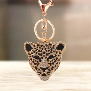 Cute Rhinestone Crystal Tiger Leopard Keychain Cartoon Animal Dog Cat Key Chain Key Ring Holder Bag Pendant Accessories Keyring
