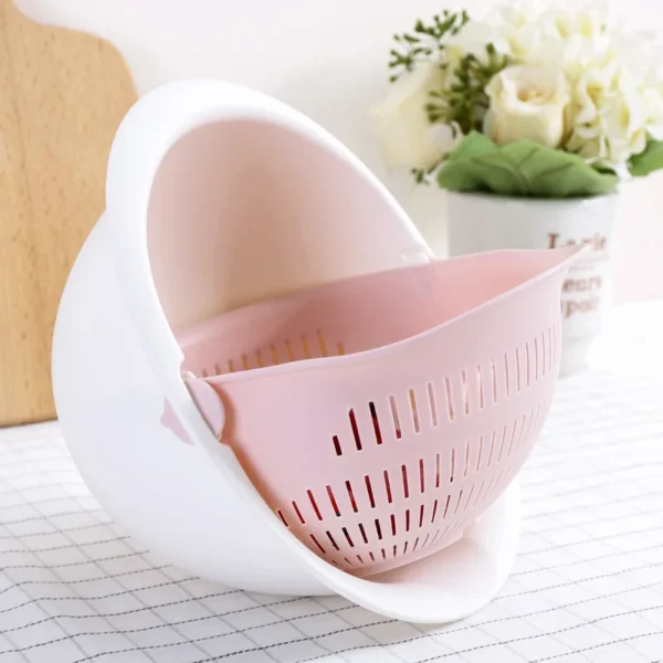 Kitchen Fruit Tray Removable Double Layer Fruit And Vegetable Basin Draining Basket Creative Household Rotating Washing Basket - Image 16