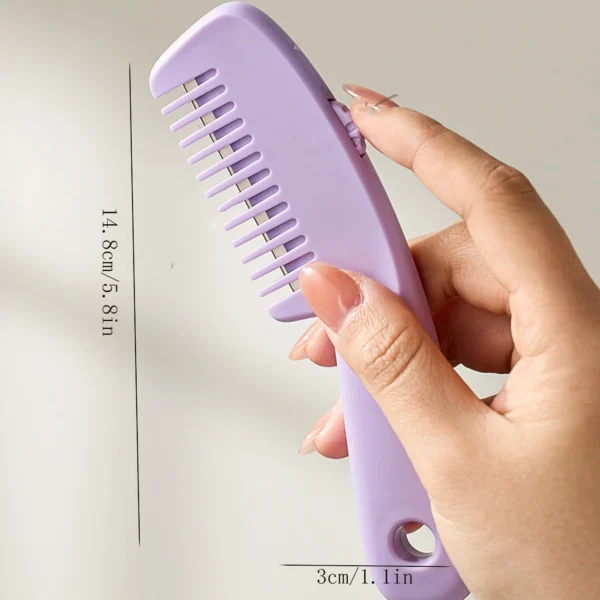 1 Piece Set of Three-Speed Adjustable Two-In-One Hairdressing Comb with Blade for Home Self-Service Hair Sliding Bangs Comb - Image 2