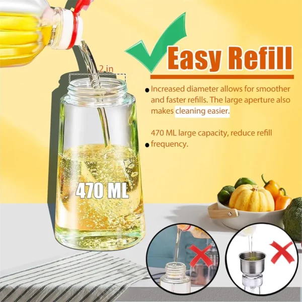 16oz/470ML Glass Oil Dispenser with Automatic Flip Lid  2in1 Kitchen Bottle,Cooking Sprayer,Leak-Proof Design,Oil Spray Bottle - Image 4