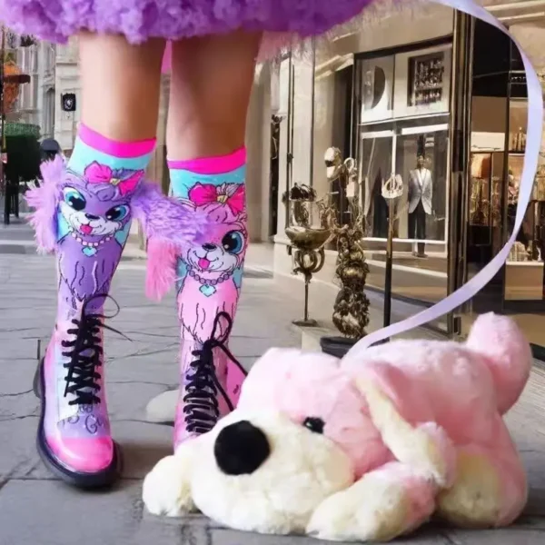 New Cartoon Fashion LOL surprise Baby Princess Over Knee High Socks Girls Hand Sew Cartoon Dogs Rabbit Long Socks Kids Stockings