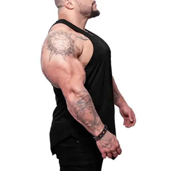 Black Bat Print Gym Fitness Running Sportswear Mens Training Bodybuilding Tank Tops Cotton Breathable Sleeveless Loose Shirts - Image 12