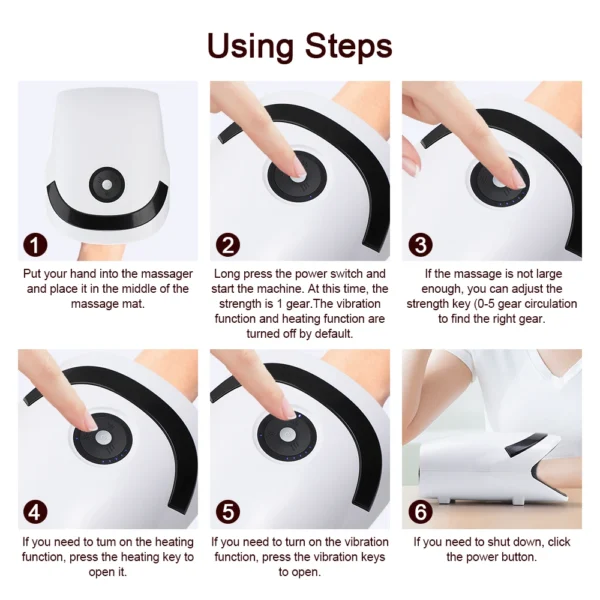 Hand Massager Air Compression Hot Compress Palm Acupoint Massager Finger Arthritis Numbness Muscle Relaxation - Image 22