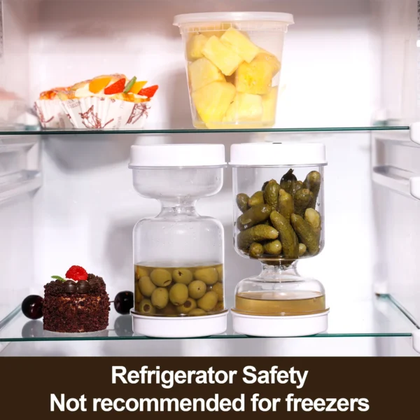 1 Container Hourglass Jar with Strainer Flip Olive And Pickle Container for Airtight Food Storage - Image 7