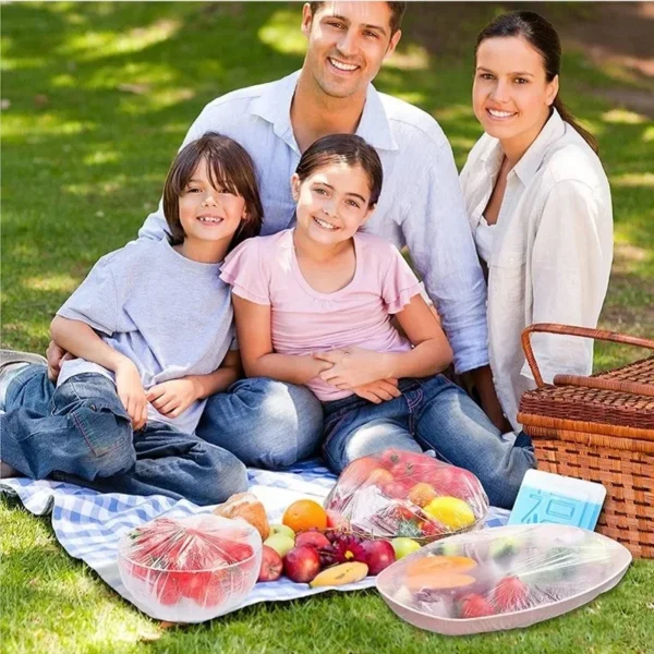 Large Disposable Food Cover Bags Big Food Cover Plastic Bags Elastic Saran Wrap Fruit Cover Shower Headgear Kitchen Fresh Saver - Image 14