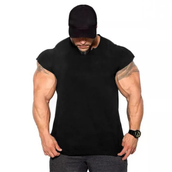 Tank Tops Men Sports Sleeveless shirt Muscle guys Vest Fitness Drop Armhole Solid Tops Tees Cotton Gym Singlets - Image 16