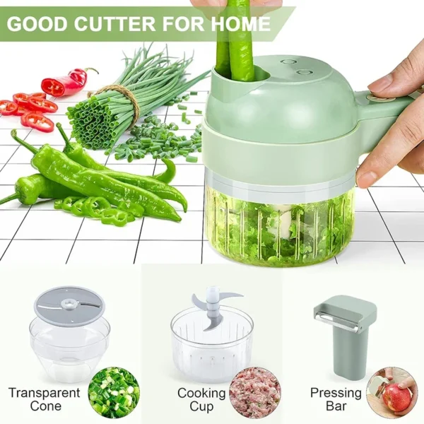 5 - in - 1 Rechargeable Wireless Electric Vegetable Cutter Set - Ideal for Pepper, Garlic & Meat! - Image 4