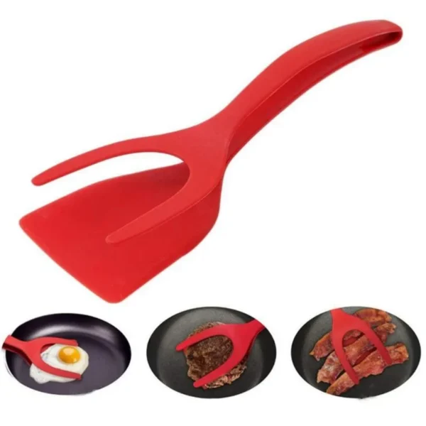 Kitchen Tong 2 in 1 Nylon Grip Flip Tongs Egg Spatula Spatul Steak Spatula Tongs Clamp Pancake Fried Turners Kitchen Accessories