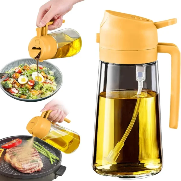 16oz/470ML Glass Oil Dispenser with Automatic Flip Lid  2in1 Kitchen Bottle,Cooking Sprayer,Leak-Proof Design,Oil Spray Bottle - Image 9