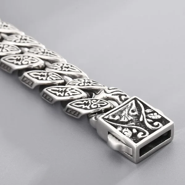 Bracelet for Men Solid Stainless Steel Curb Link Chain Ancient Egyptian Style Wristband Jewerly Gifts Patterned Bracelets - Image 5