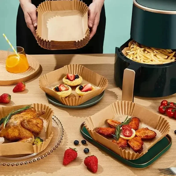 50-300Pcs Air fryer Baking Paper for Barbecue Plate Square Oven Pan Pad 23/20/16cm AirFryer Oil-Proof Disposable Paper Liner - Image 5