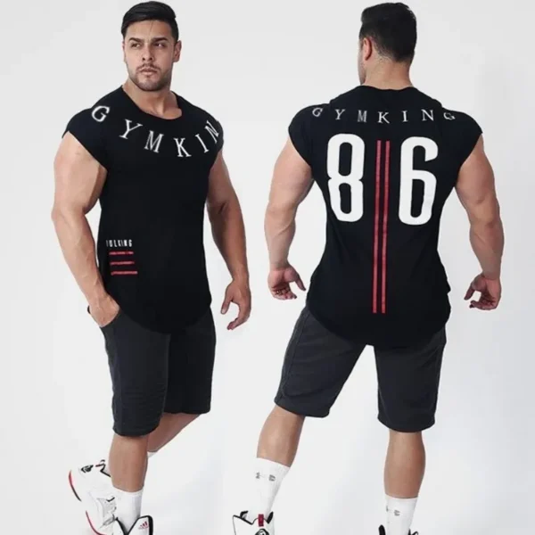 Men's T-Shirt Sports Clothing Fashion Man Gym Fitness Short Sleeved Sweatshirt Tees Bodybuilding Tops - Image 8