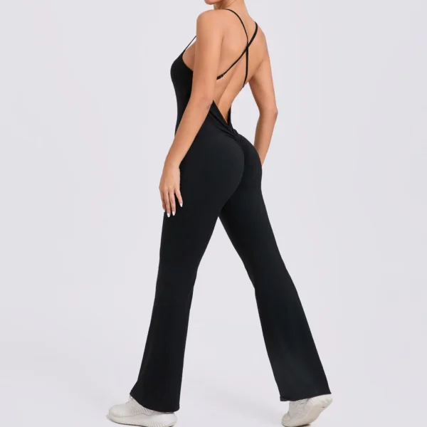 Wholesale Fitness Overalls Flared Sports Jumpsuit Women Sportswear 2024 Tracksuit Sport Outfit for Woman Gym Set Blue Red 44081 - Image 21