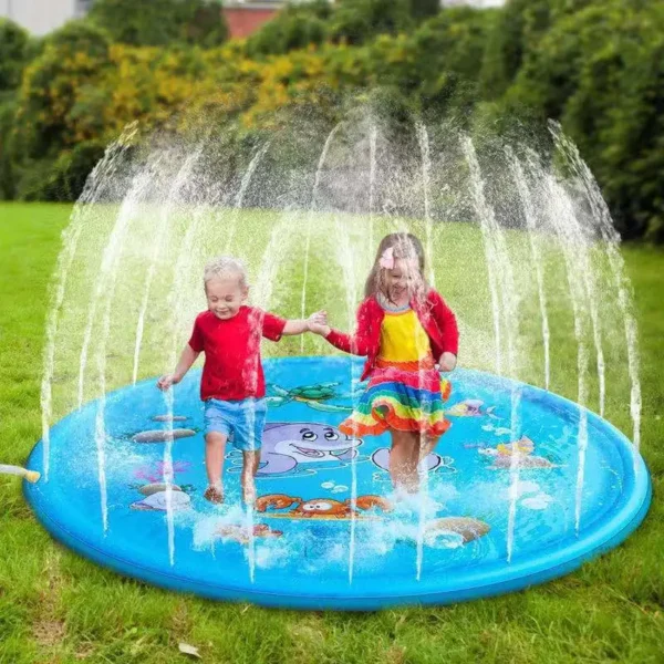 100cm Kid Play Water Spray Splash Mat Inflatable Sprinkler Cushion Pads Outdoor Garden Fountain Toy Tub Swiming Pool for Kid Dog - Image 2