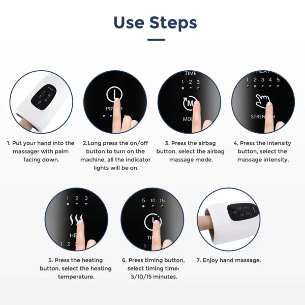 Hand Massager Air Compression Hot Compress Palm Acupoint Massager Finger Arthritis Numbness Muscle Relaxation - Image 37
