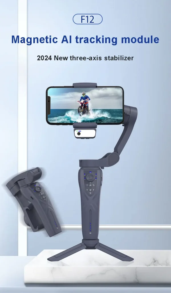QAML The Newest F12 APP function 3-Axis Handheld Gimbal Optional AI Face Smart Tracking Smartphone Stabilizer with fill light - Image 10