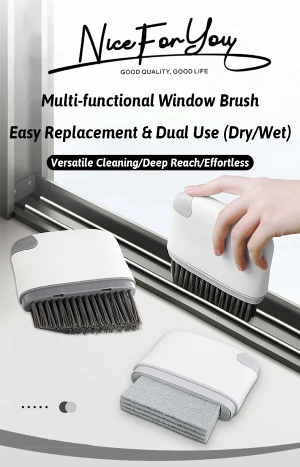 MultiFunc Window Track Brush 4 Layer Scrubber Wet&Dry Deep Clean Gaps QuickSwap AllIn1 Storage MultiSurface Cleaning Tool - Image 9