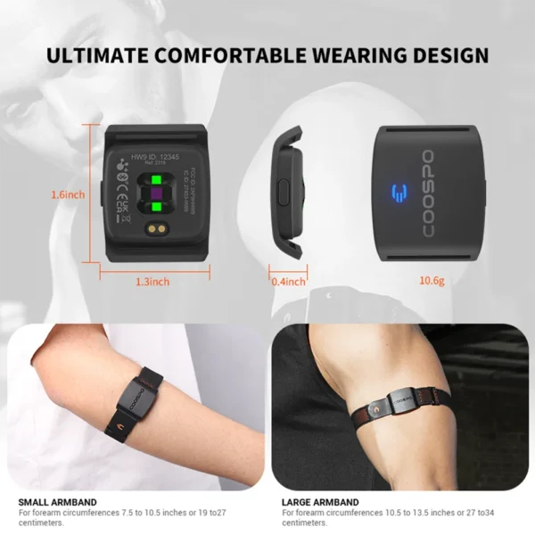 COOSPO HW9 Armband Heart Rate Monitor with HR Zones/Calories HRM Sensor for Fitness Cycling BLE5.0 ANT+ for Peloton,Zwift,Wahoo - Image 15