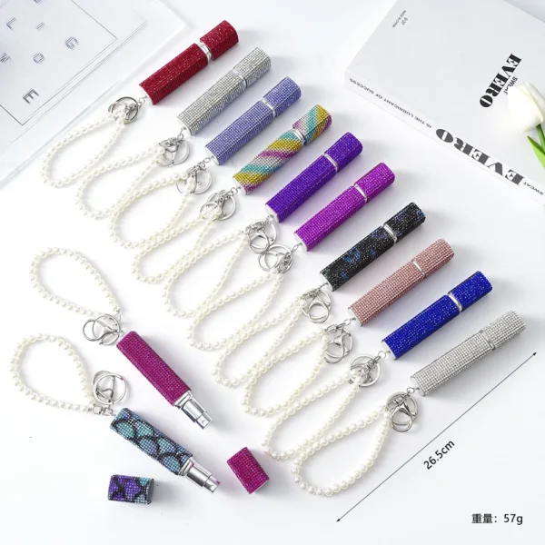perfume keychain Spray Bottle Portable Empty Perfume Bottle Keychain Refillable Glitter Cosmetic Container New - Image 2