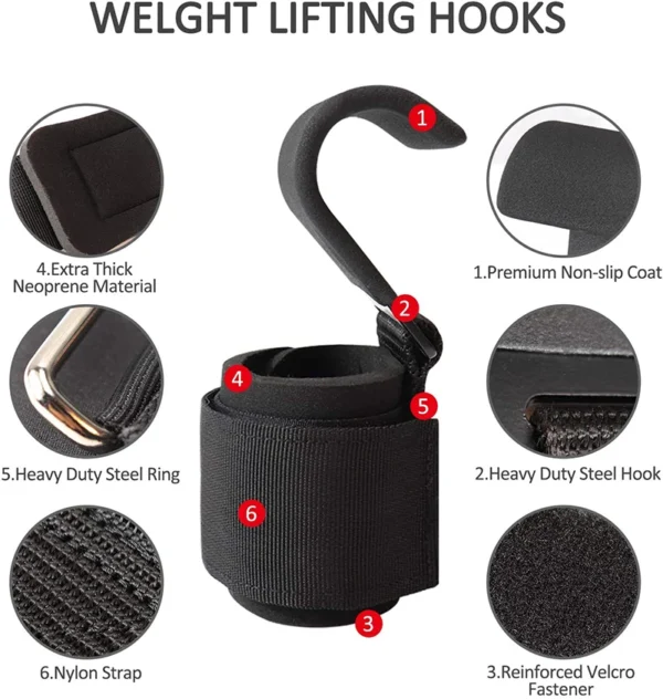 Weight Lifting Hook Grips With Wrist Wraps Hand-Bar Wrist Strap Gym Fitness Hook Weight Strap Pull-Ups Power Lifting Gloves - Image 17