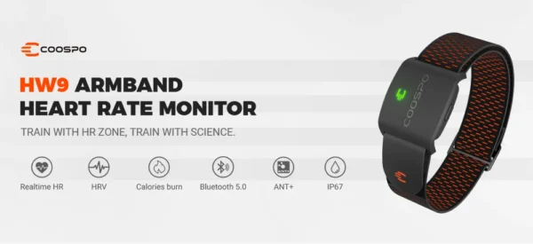 COOSPO HW9 Armband Heart Rate Monitor with HR Zones/Calories HRM Sensor for Fitness Cycling BLE5.0 ANT+ for Peloton,Zwift,Wahoo - Image 7