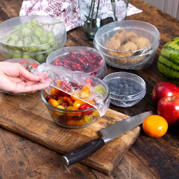 Large Disposable Food Cover Bags Big Food Cover Plastic Bags Elastic Saran Wrap Fruit Cover Shower Headgear Kitchen Fresh Saver - Image 8