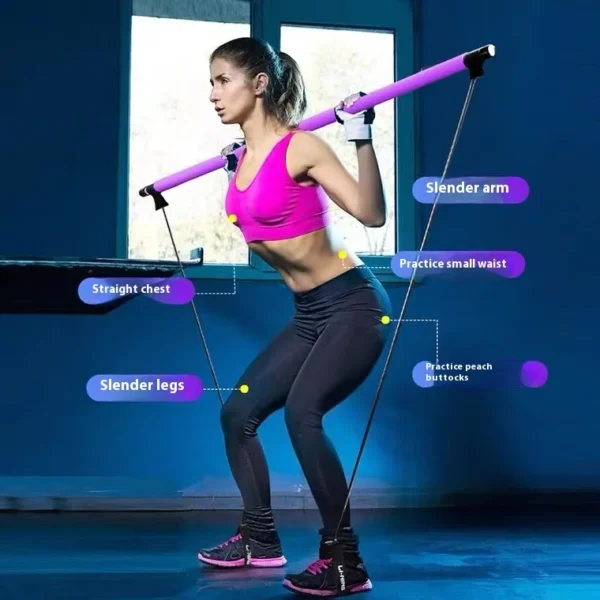 Pilates Stick Multi functional Fitness Stick Yoga Pilates Equipment Home Elasticity Exercise Training Hip Pulling Rope - Image 2