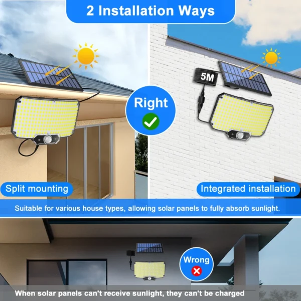Solar Lights 234LED Solar Security Lights Outdoor Garden Motion Sensor 3 Modes Waterproof Split Solar Flood Wall Lights Garage - Image 5