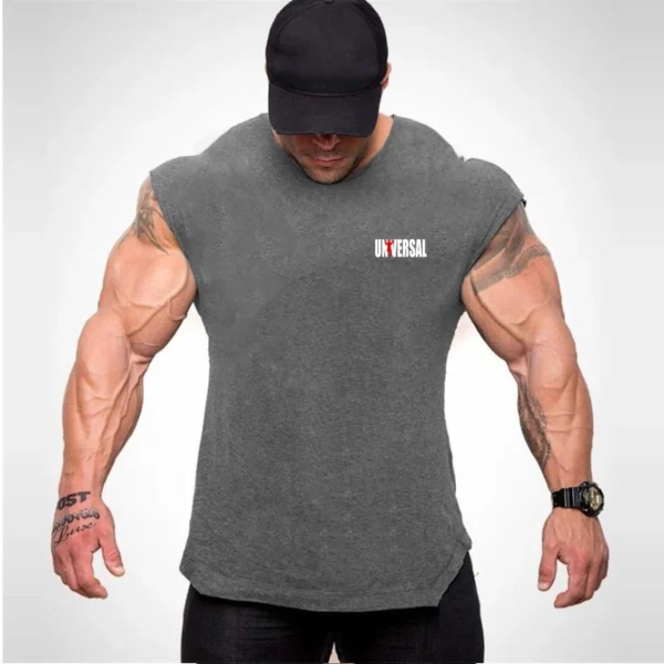 Tank Tops Men Sports Sleeveless shirt Muscle guys Vest Fitness Drop Armhole Solid Tops Tees Cotton Gym Singlets - Image 24