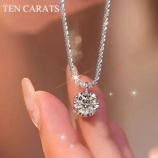 TEN CARATS S925 Sterling Silver VVS1 Moissanite Classic Women's Necklace Birthday Party Gift GRA Certified Jewelry Free shipping